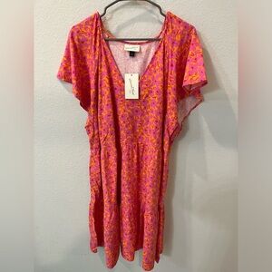 NWT Orange and pink floral print dress